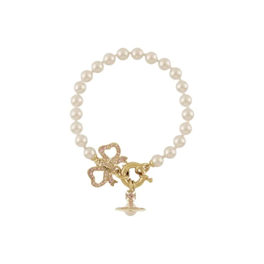 Vivienne Westwood Swarovski Стекло Pearl Artificial Pearl Artificial Crystal Brass Bracelets Women's Gold