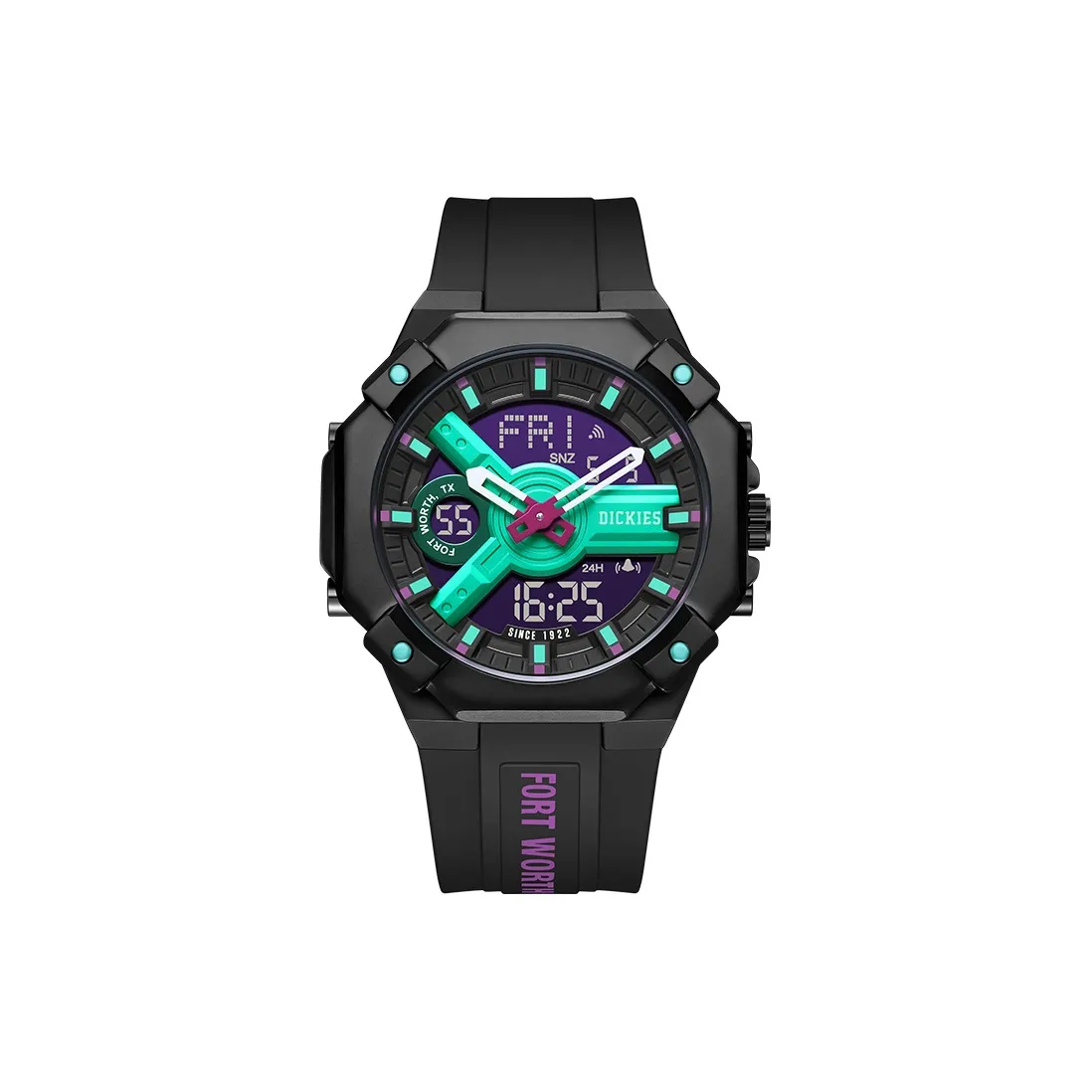 Dickies Кварцевые часы резиновый ремешок фиолетовый циферблат унисекс эксклюзивный подарок коробка комплект
