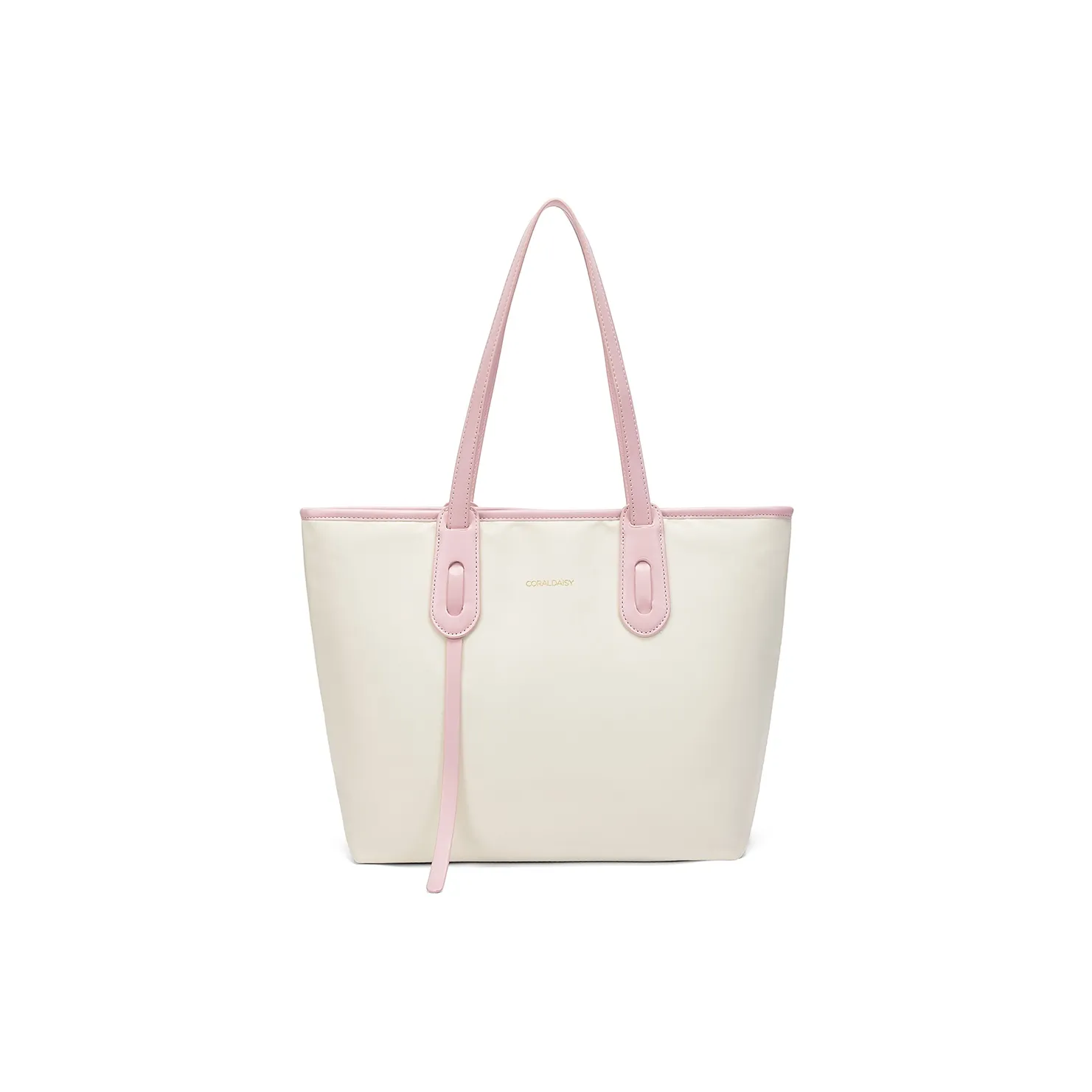CORALDAISY Ткань Тоут Сумка Сумка для покупок Сумка Сумка через плечо Женская Бежевая и Розовая