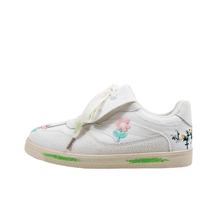 OYNN Young Baby Series Aaun Весенний Цветочный Дизайн Износостойкий И Легкий Низкий Топ Скейтборд Кроссовки Женские Белые