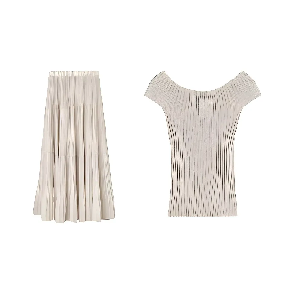 BIFH Кофе V Шея Топ, Хаки Юбка Без Ремня Женские Комплекты с Юбкой