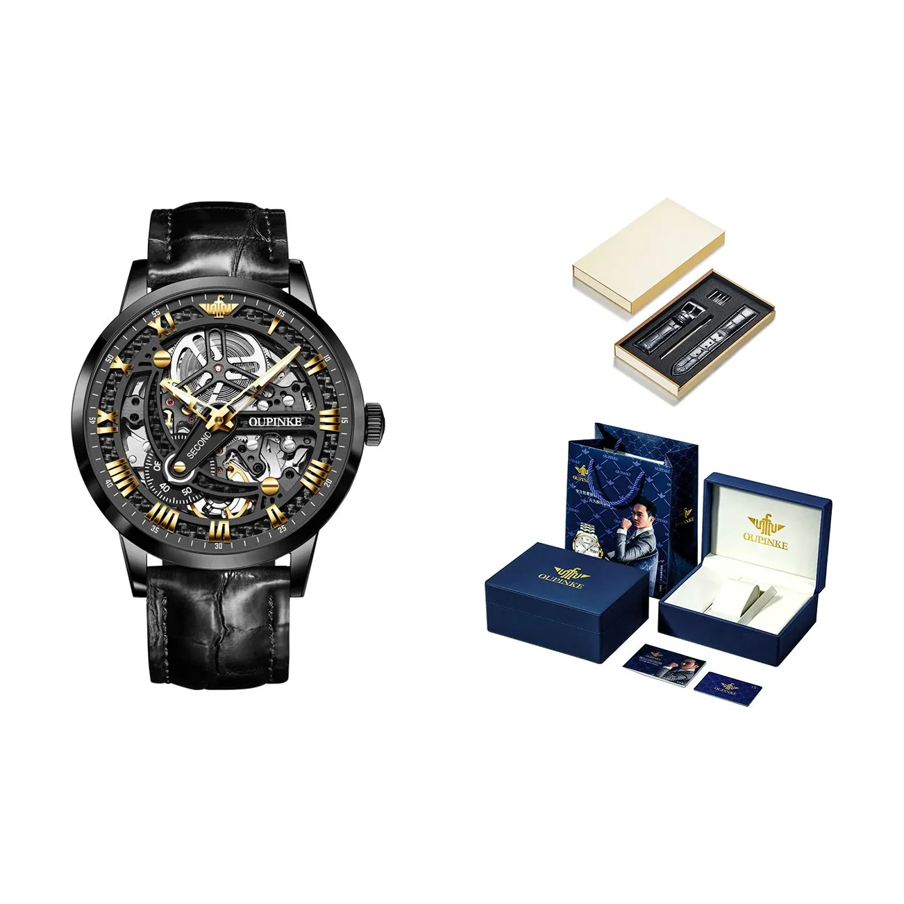 Oupinke Trendy Limitless Collection Fashion Versatile Independent Instant Palette Механический механизм Leather Strap