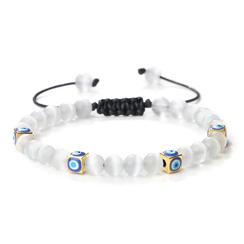 LuluCanaan Синтетическое Искусственное стекло кошачий глаз браслеты унисекс