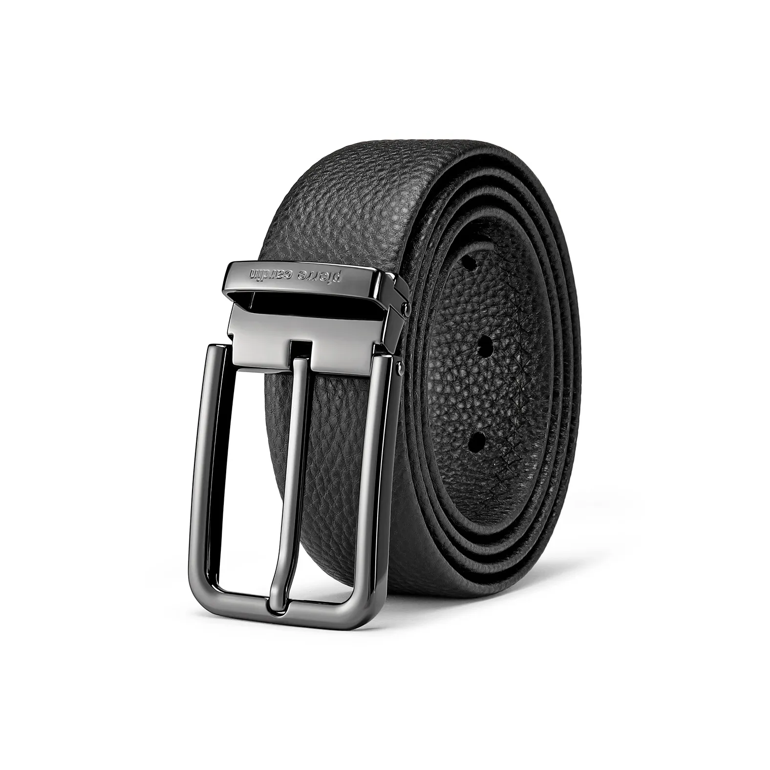 PIERRE CARDIN Ремни из крупнозернистой текстуры коровьей кожи женские черные 3,4 см