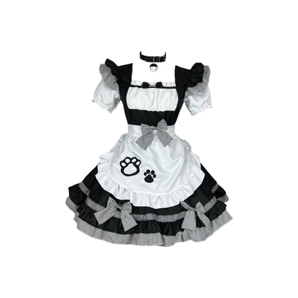 WLEQK Черный + Повязка на голову + Слюнява + Кольцо на шею с колокольчиком Женские косплей