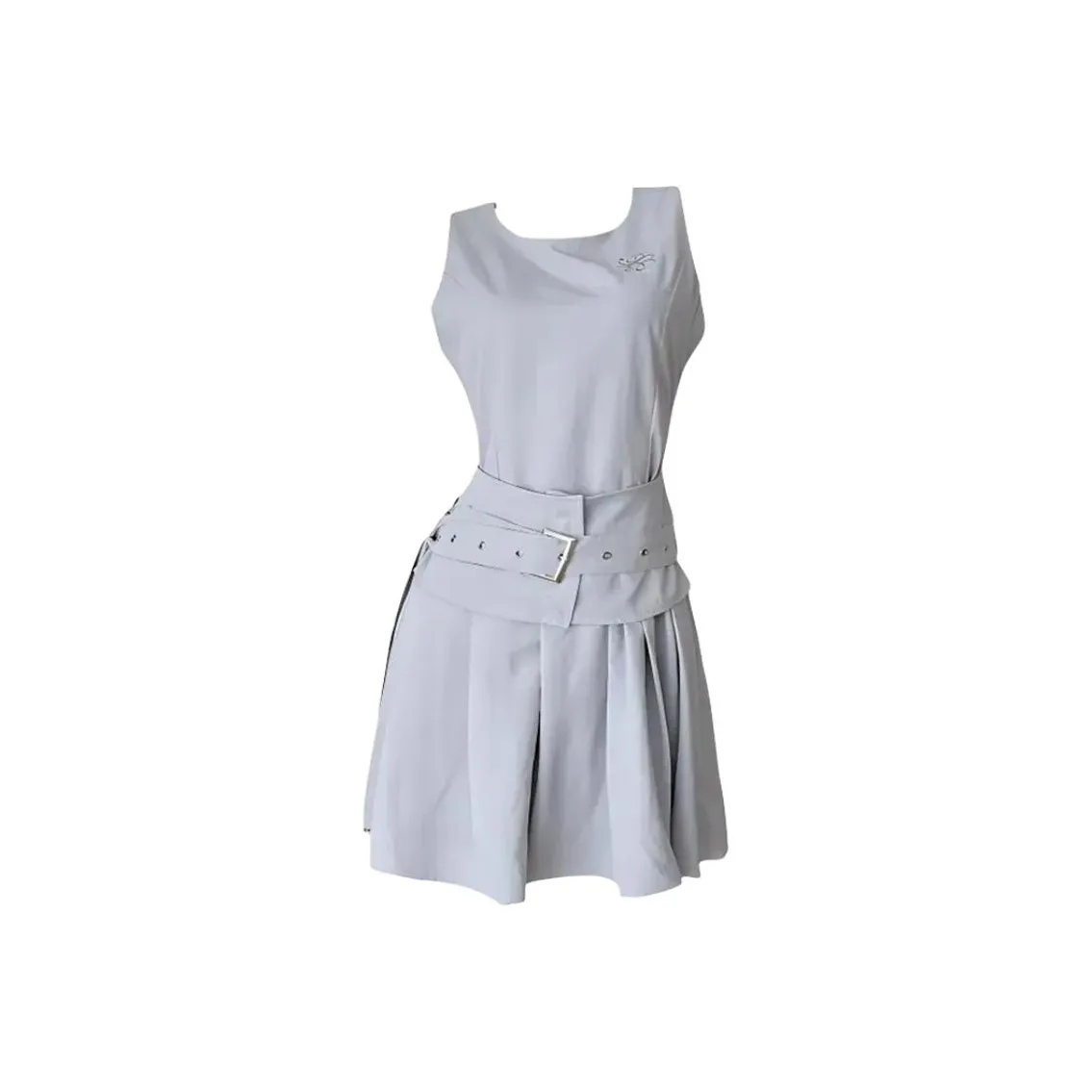 SKYA Светло-синий с ремнем женские платья без рукавов