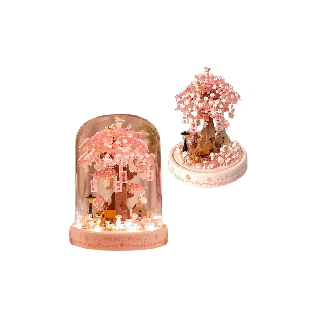 Pippi Beans Сборка Желание Дерево Вишневый цветок Дерево Атмосфера Свет с Показанным COVER Конструкторы 15 см Высота