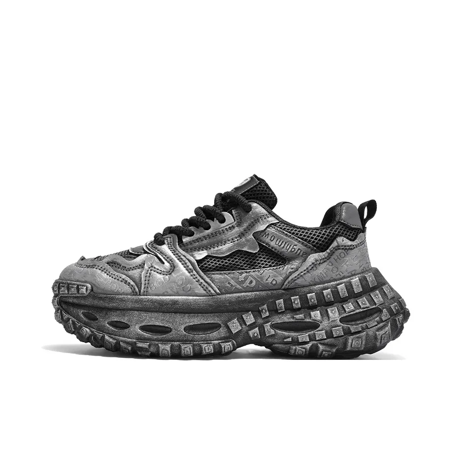 HACKBUTEER Cushioning Anti-Slip Wear-Resistant Breathable Height Increasing Low-Top Chunky Sneakers Men's Box Included