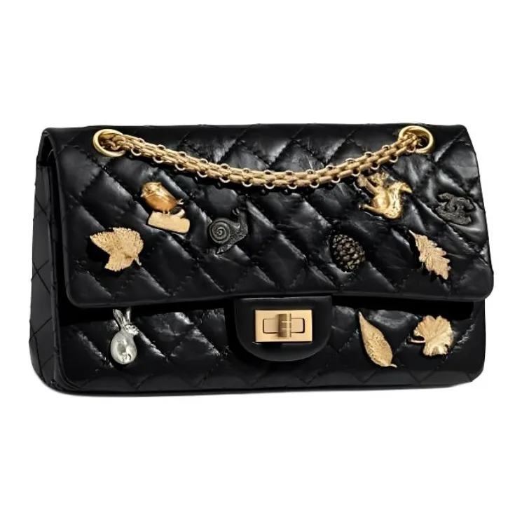CHANEL 2.55 Leather Crossbody Bags Women's Black