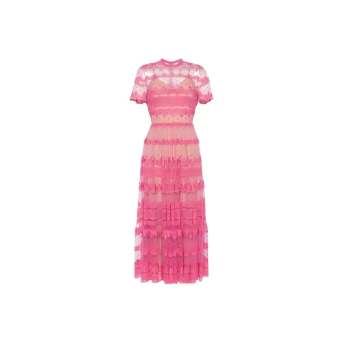 ELIE SAAB Ярко-розовый Женские Короткие Платья с Рукавами