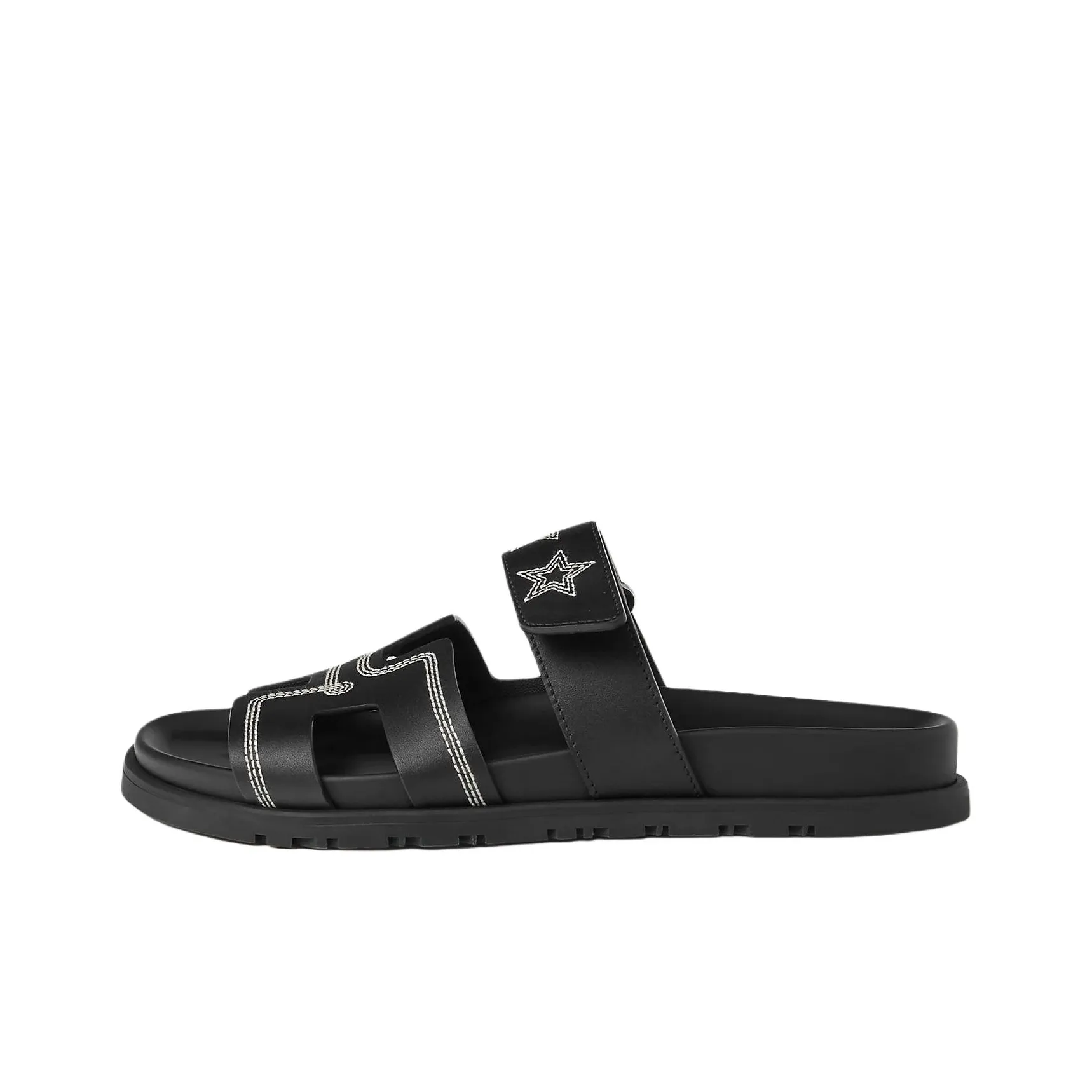 HERMES Chypre Rubber Sole Slip Resistant Slide Slippers Women's Black