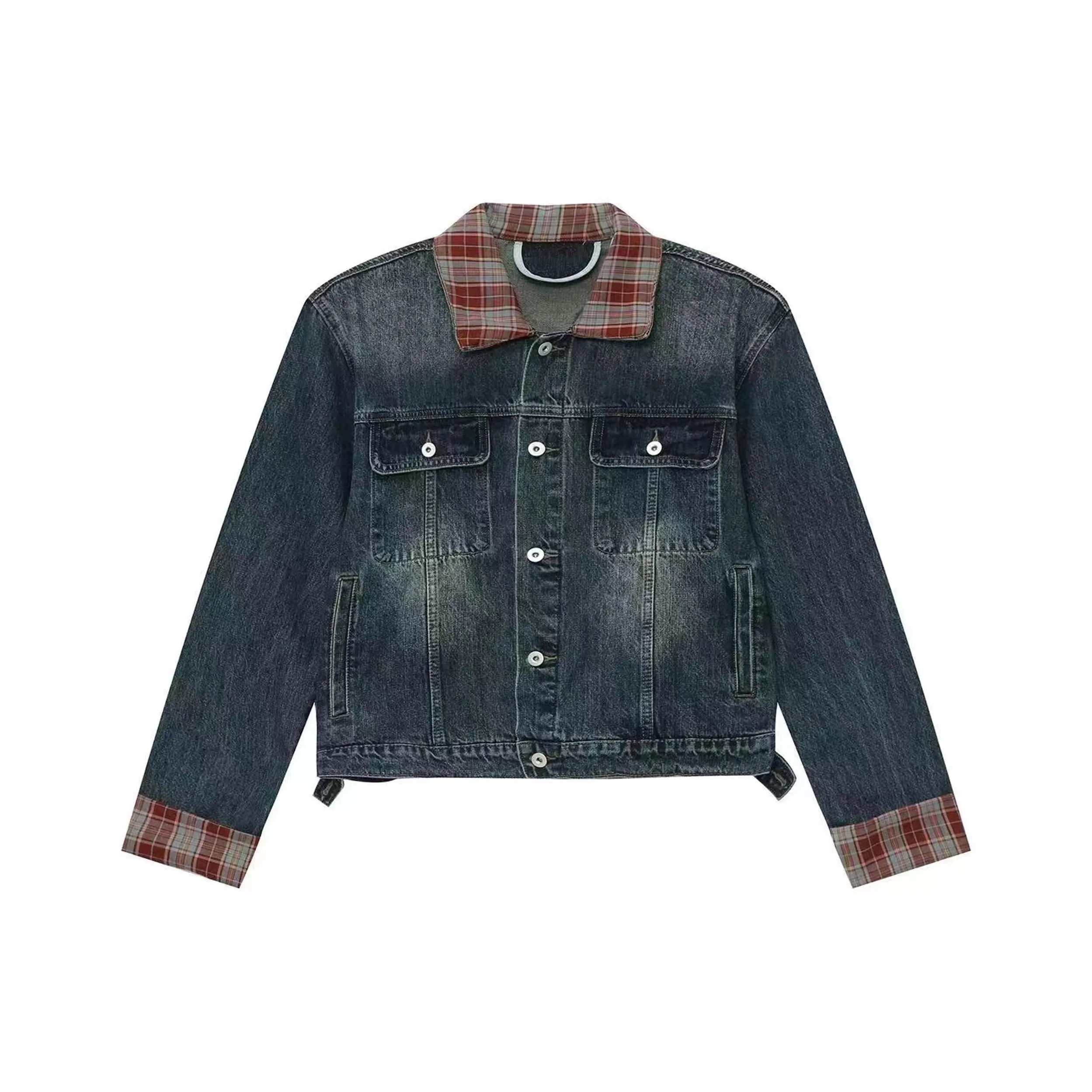 BLACK AT Красная клетка Унисекс Джинсовые куртки