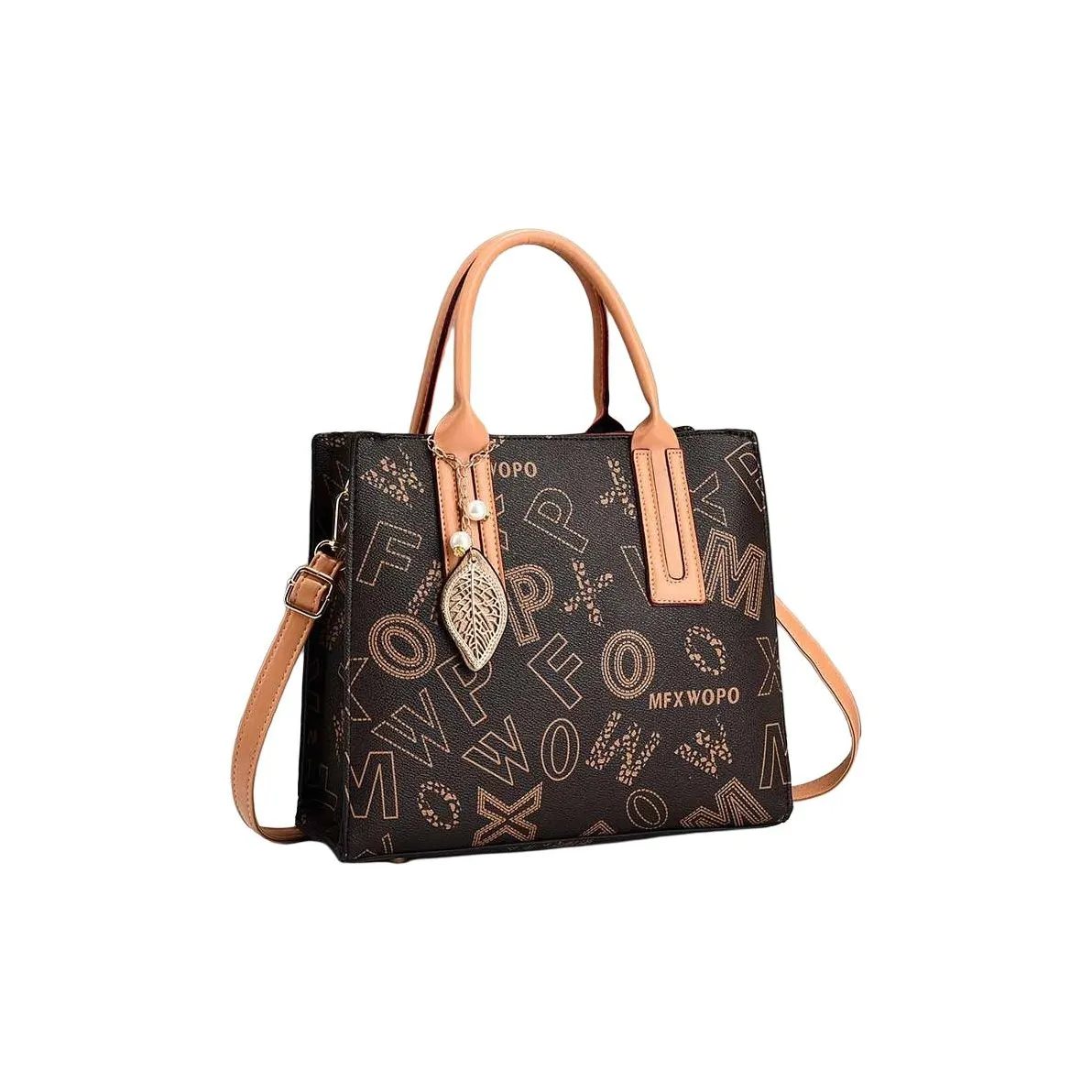 Boniu ПУ (полиуретан) Сумка через плечо Сумка для ношения на плечо Женская Клетка Хаки Заглавные буквы Кофе