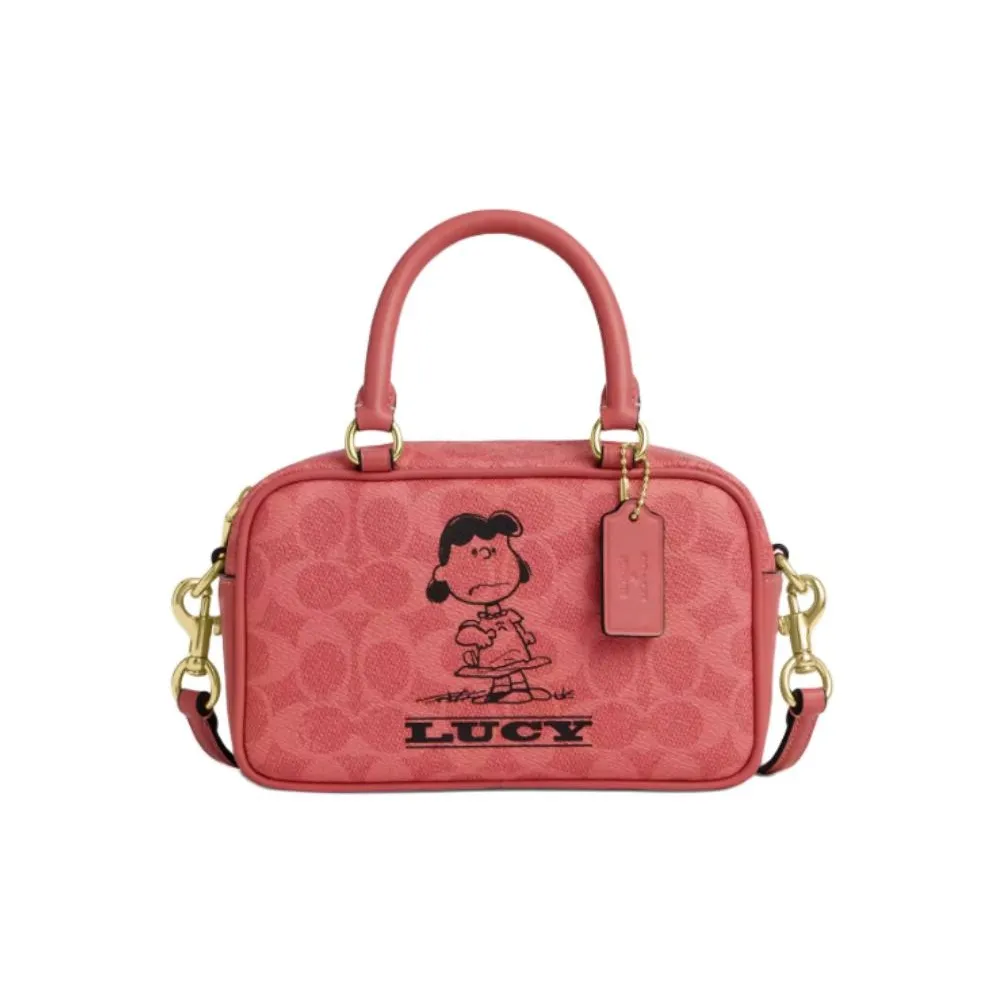 COACH X Peanuts Коллаборация Покрытие Холст Кожа Вставка Сумка Мини Женская Красная