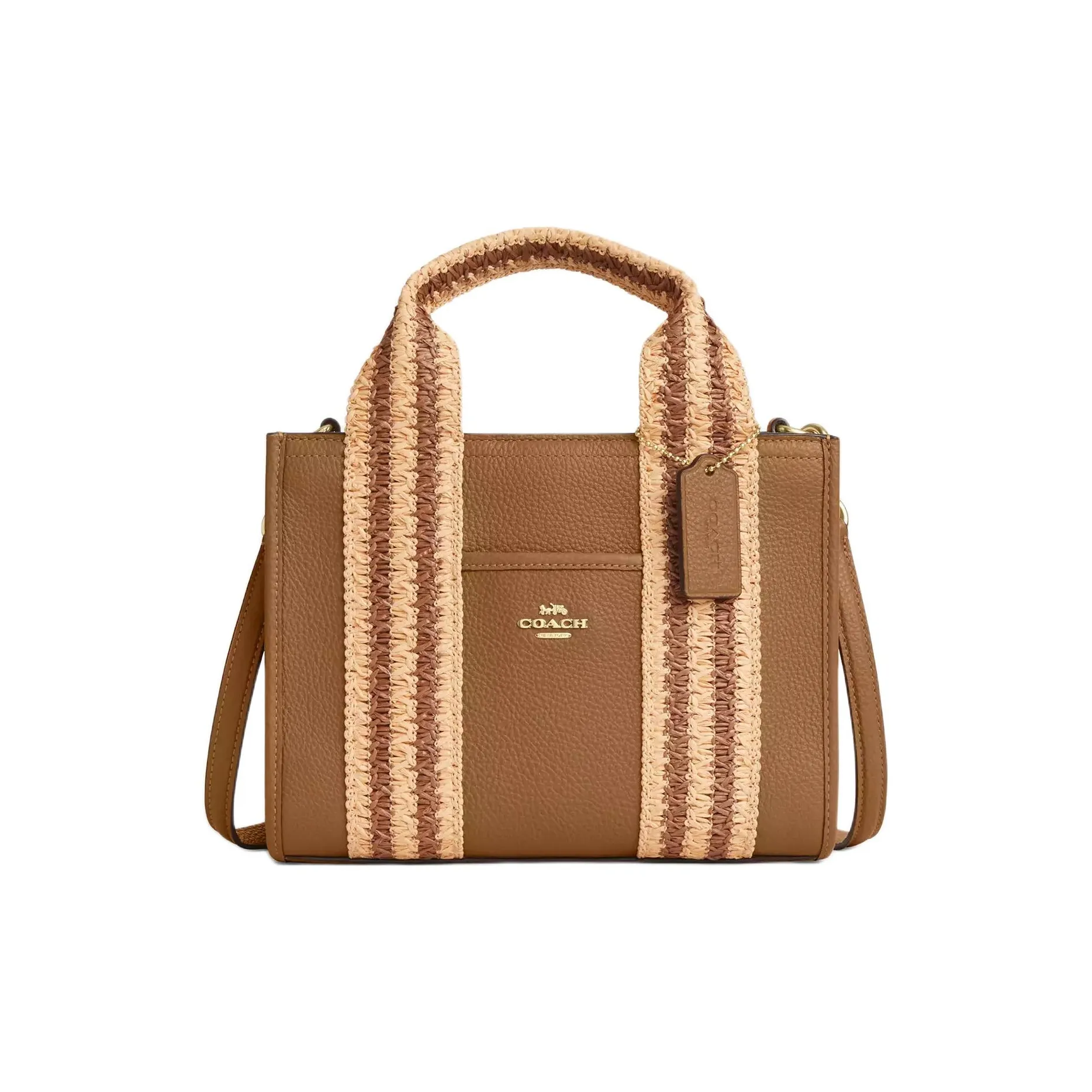 COACH Smith Кожа Тоут Сумка Сумка для покупок Сумка через плечо Сумка на одно плечо Средняя Женская Медово-коричневый и Многоцветный