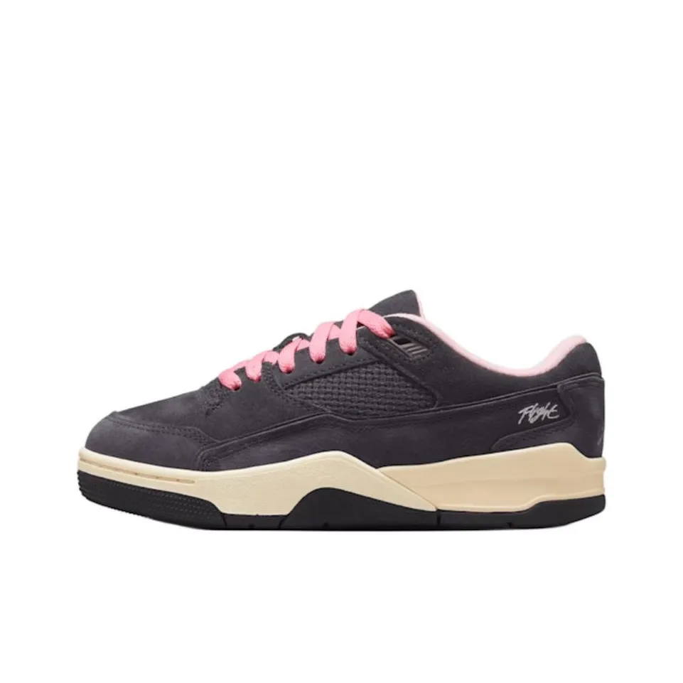 Jordan Flight Корт Аbrasion Resistant Низкий Топ Детские Баскетбольные Кроссовки Коричнево-розовые Подростковые