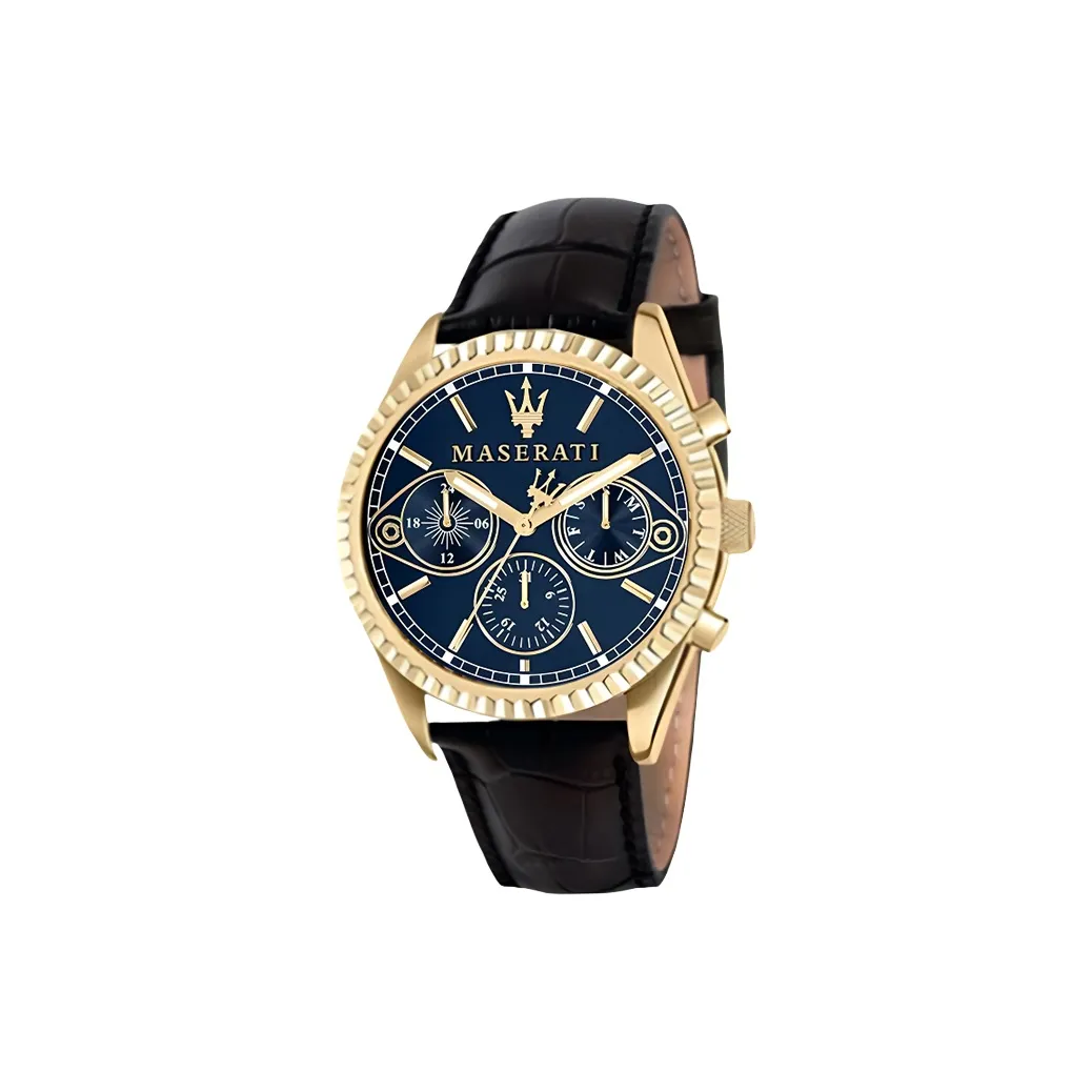 Maserati Мужские часы Кварцевый механизм Кожаный ремешок Синий циферблат