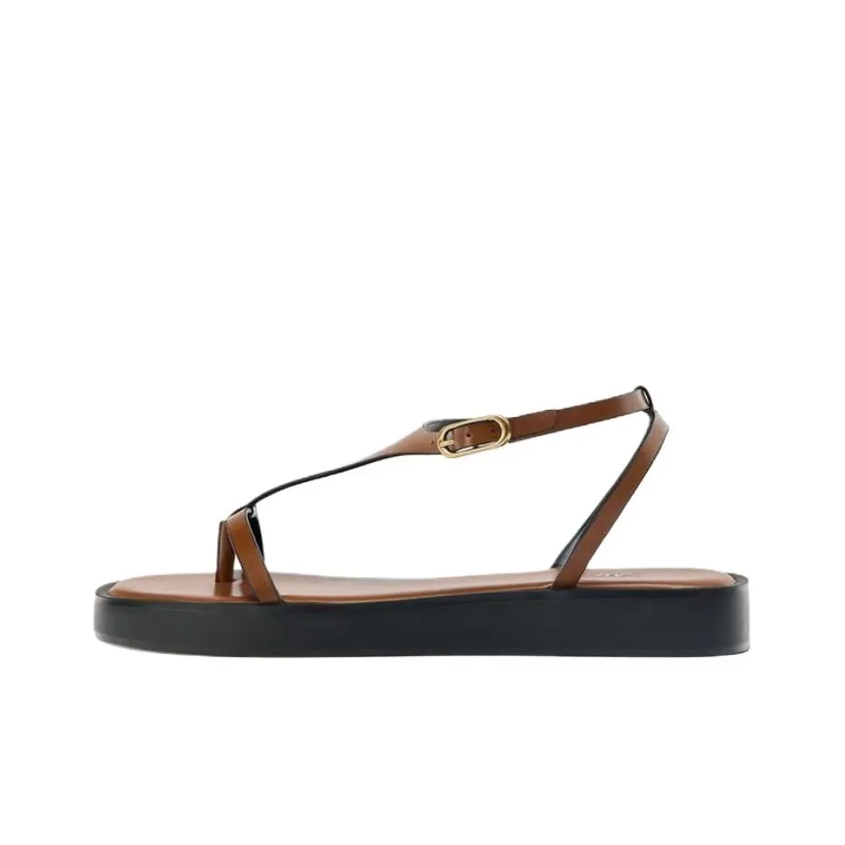 ZARA One Ремень Сандалии 3 см Женские Коричневый