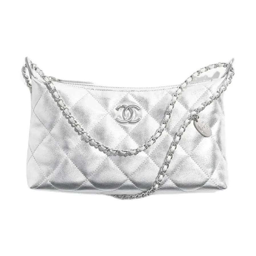 CHANEL Cow Leather Hippy Bag Shoulder Bag Regular Women's Silver