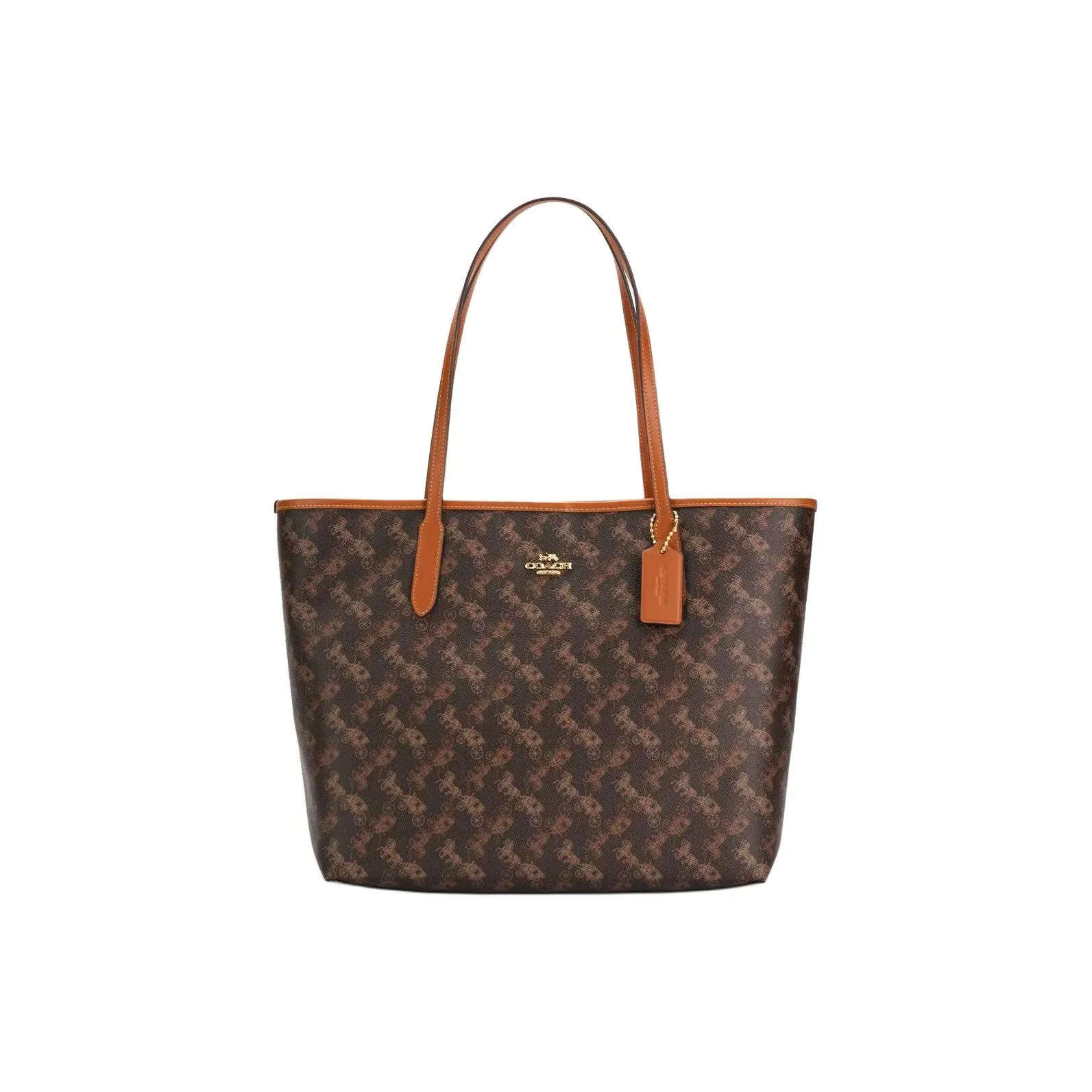 COACH Городская сумка из ПВХ и кожи сумка через плечо большая женская коричневая
