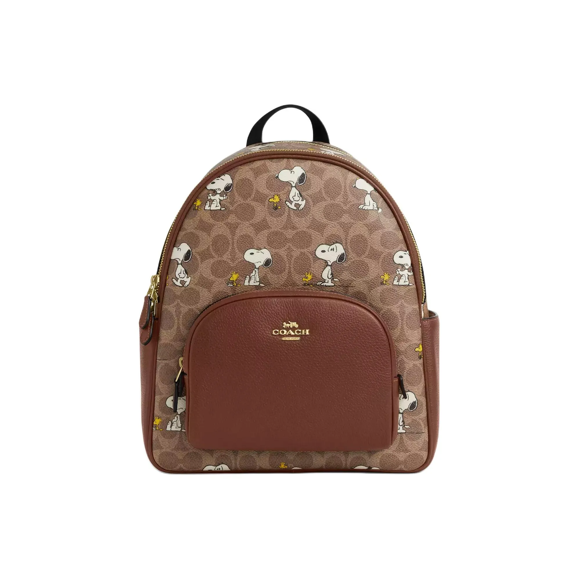 COACH Peanuts Коллаборация Покрытый холст Рюкзак Большой Женский Коричневый и Коричневый Многоцветный