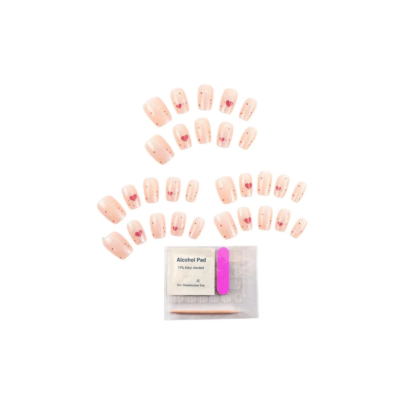 XUNQIANSE Короткий рукав T-рубашка Звезды Nail Art Сердце Nail Патч False Nail Овал Розовый Smudge стиль Instagram 30 шт