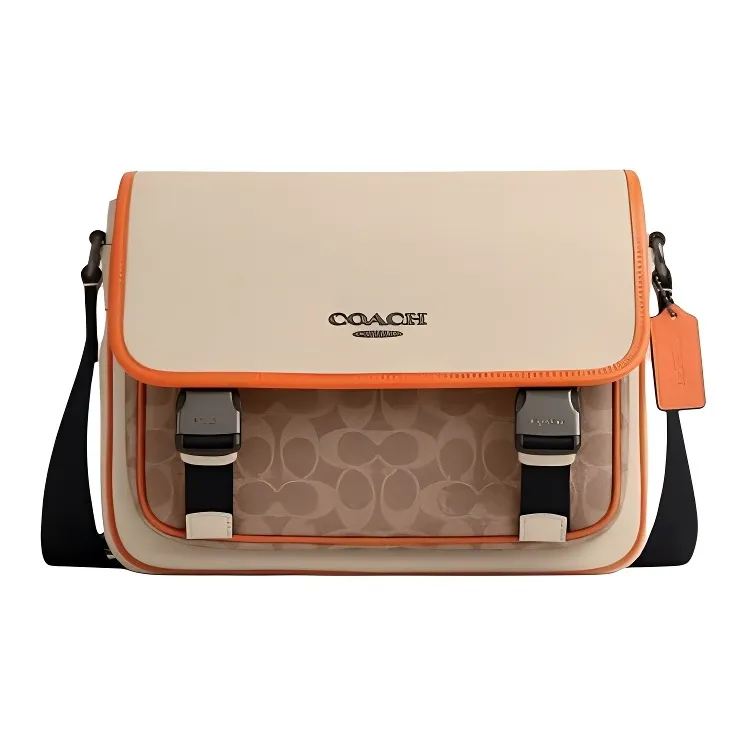 COACH Racer Smooth Calfskin Shoulder Bag Medium Men's Ivory White