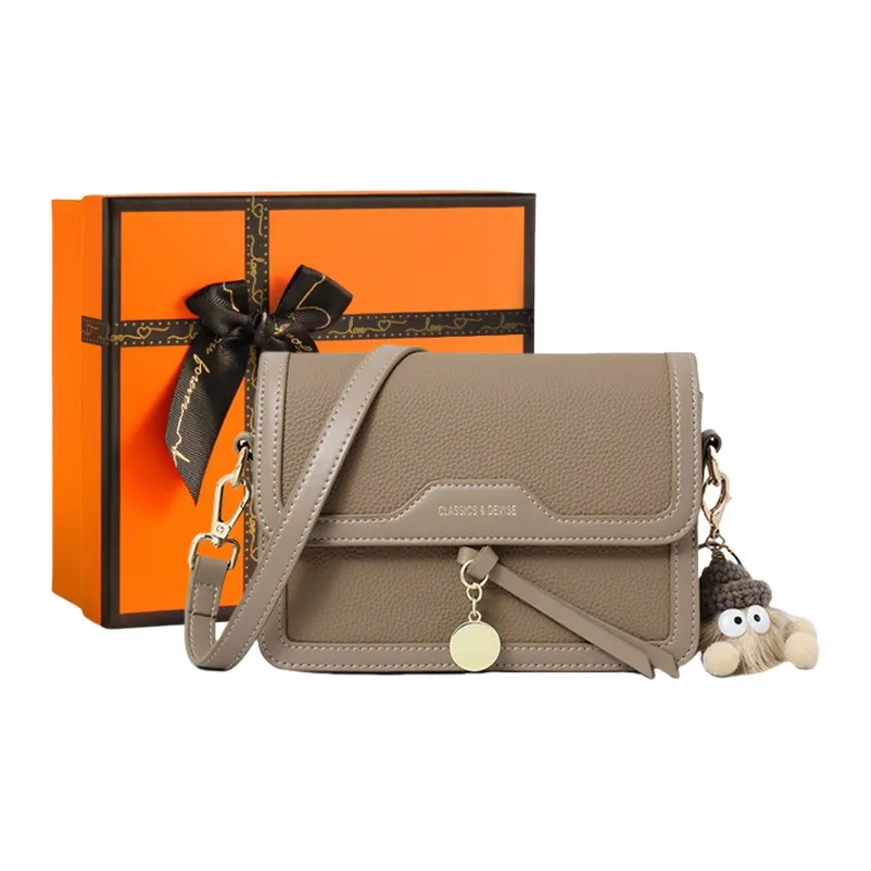 OUBOTE Сумка через плечо из коровьей кожи стандартная женская слоновая серый