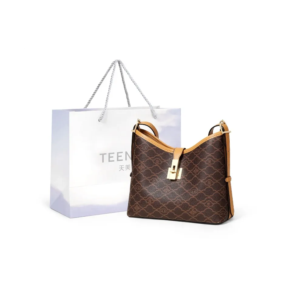 Teenmix ПВХ Сумка через плечо Женская Кофейная Экрю