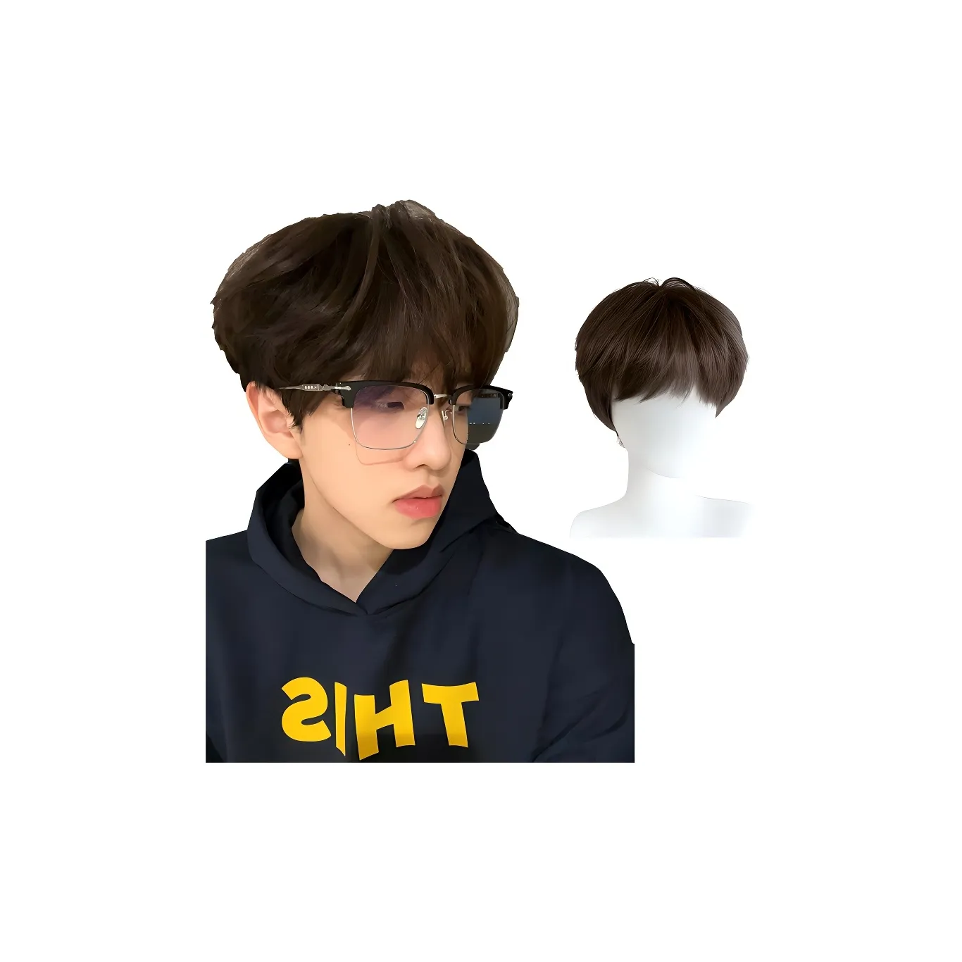 GLUNA Корейский стиль Микро Сплайнер Крышка Мужской Полный Голова Парики