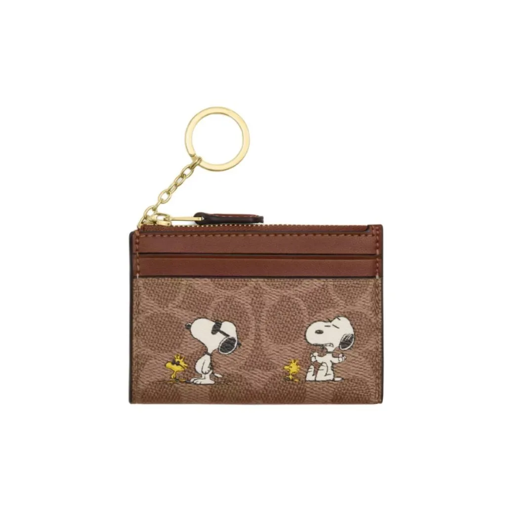 COACH Peanuts Кожа Держатель для карт Мини Унисекс Коричневый