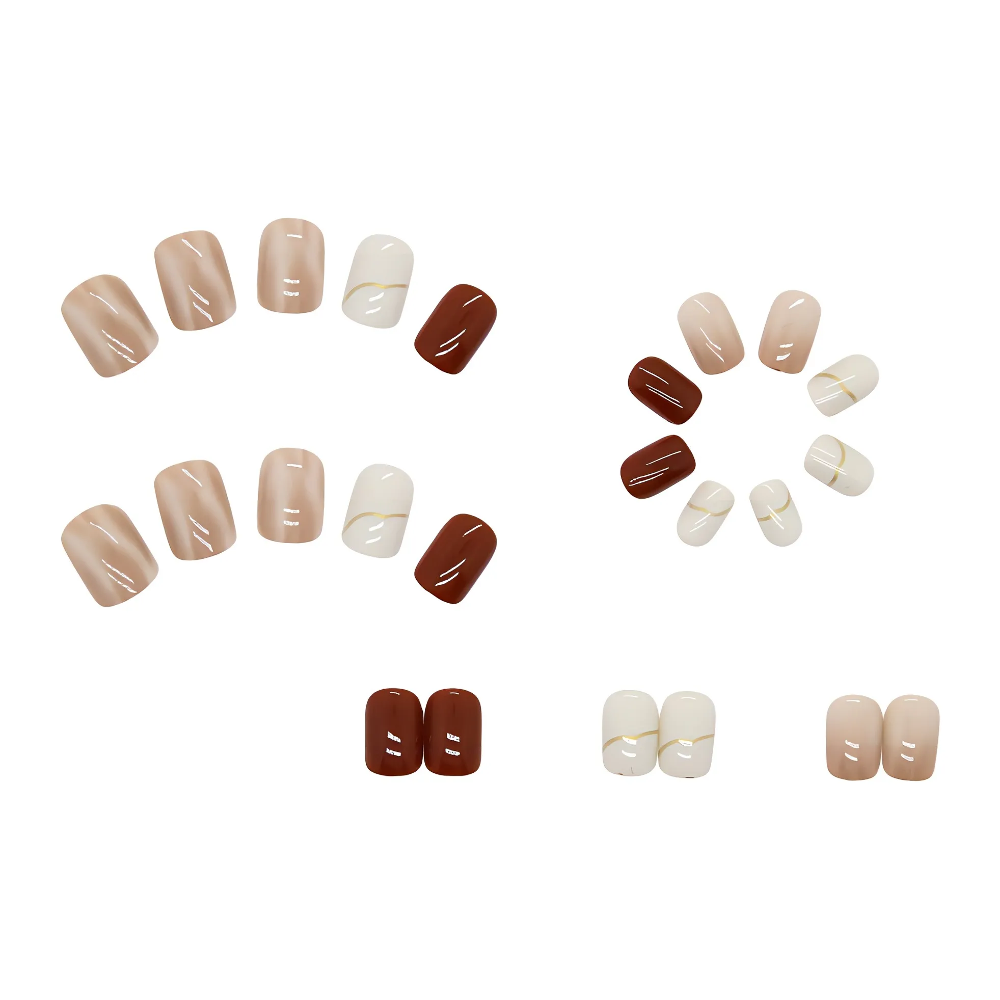 XUNQIANSE Многоцветный Мягкий Смешанный Наклейки для Ногтей Nail Art Искусственные Ногти Короткий Квадрат Телесный Однотонный Coquette