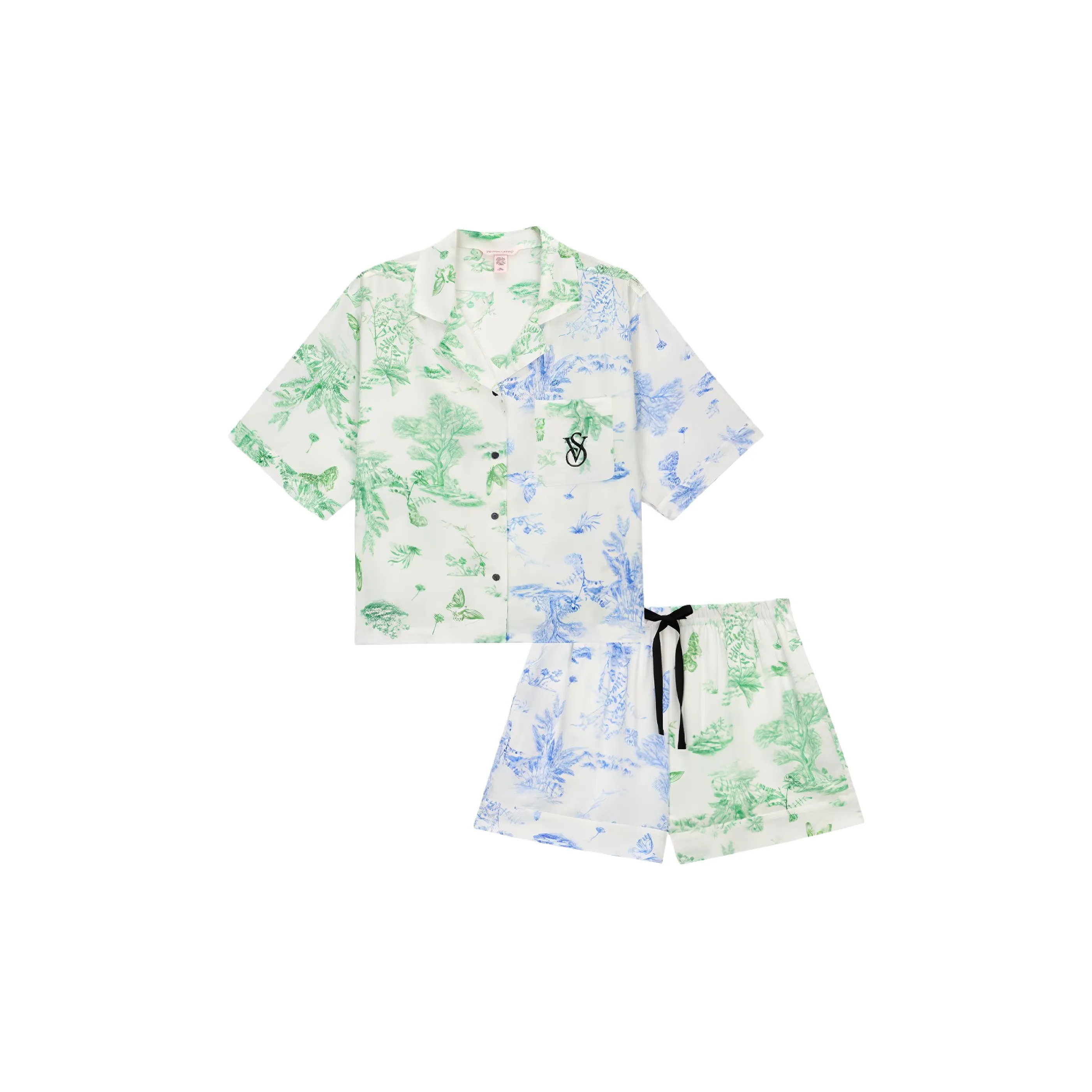 Victoria's Secret Pajama Set Women's Blue Green Multicolor Print