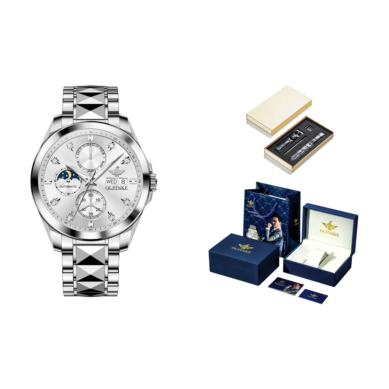 Oupinke Механические Мужские Часы 42 мм Белые
