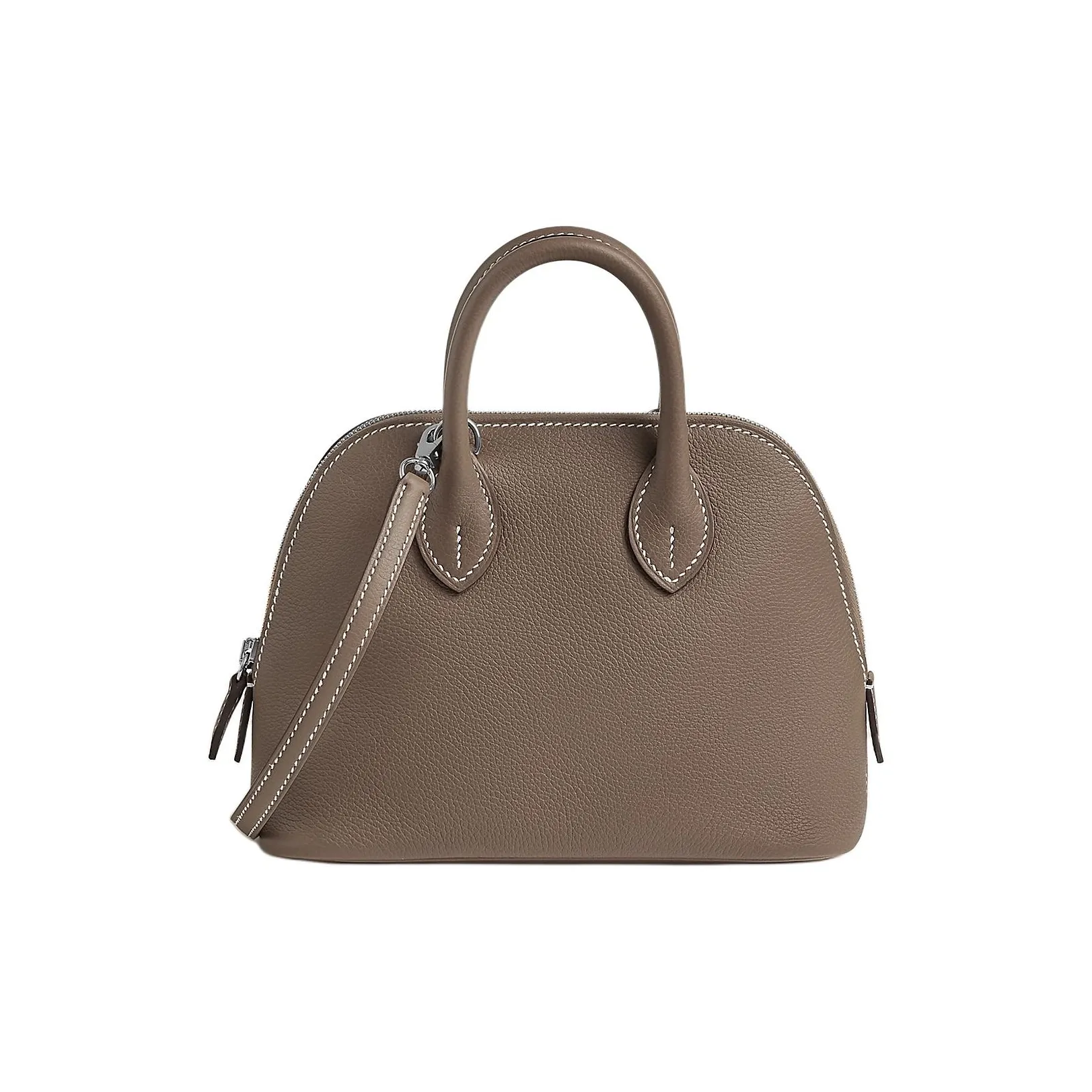 HERMES Bolide Evercolor Leather Bowling Bag Handbag Shoulder Bag Crossbody Bag Mini Unisex Elephant Gray