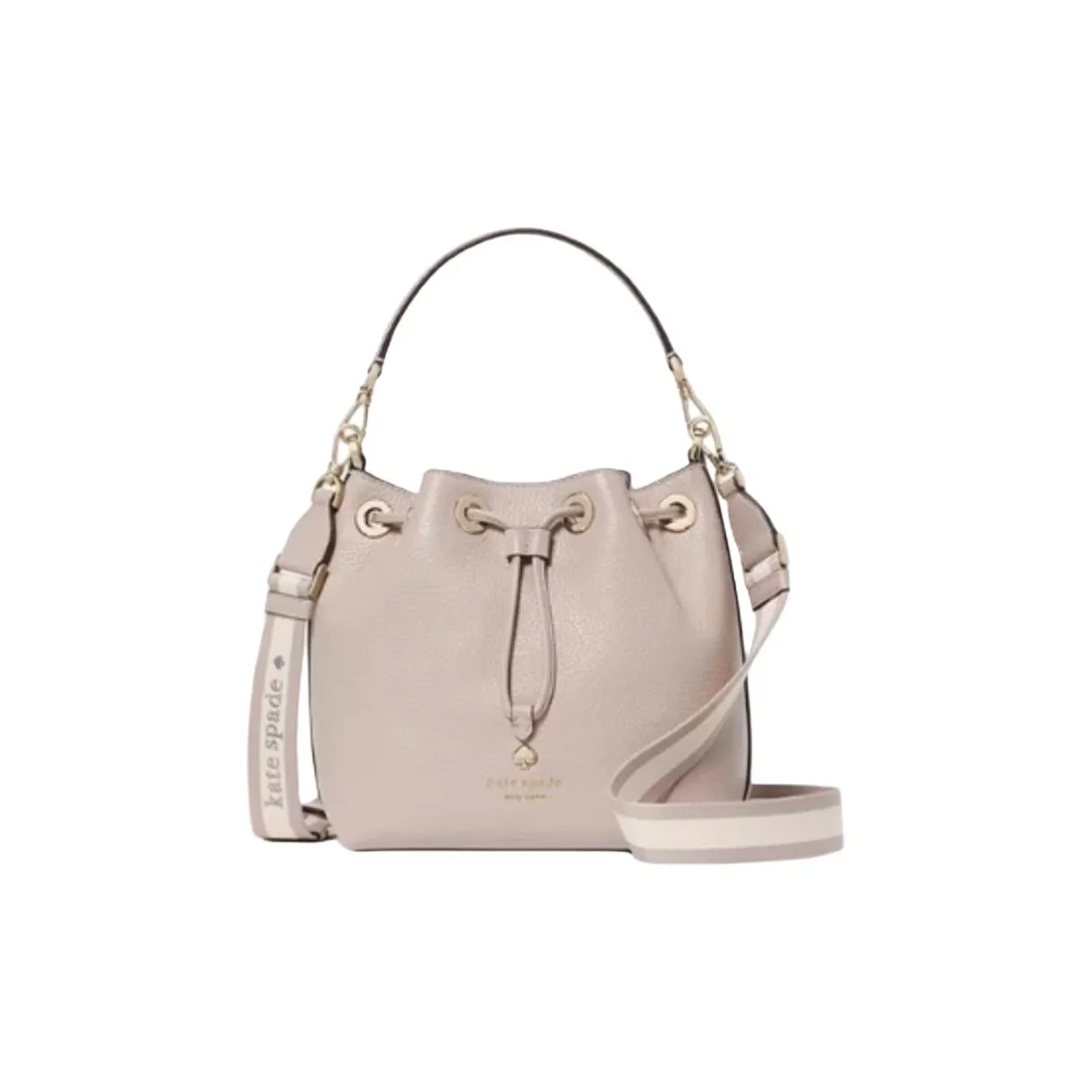 Kate Spade Cow Leather Bucket Bag, One Shoulder Handbag Mini Women's Comfortable Gray