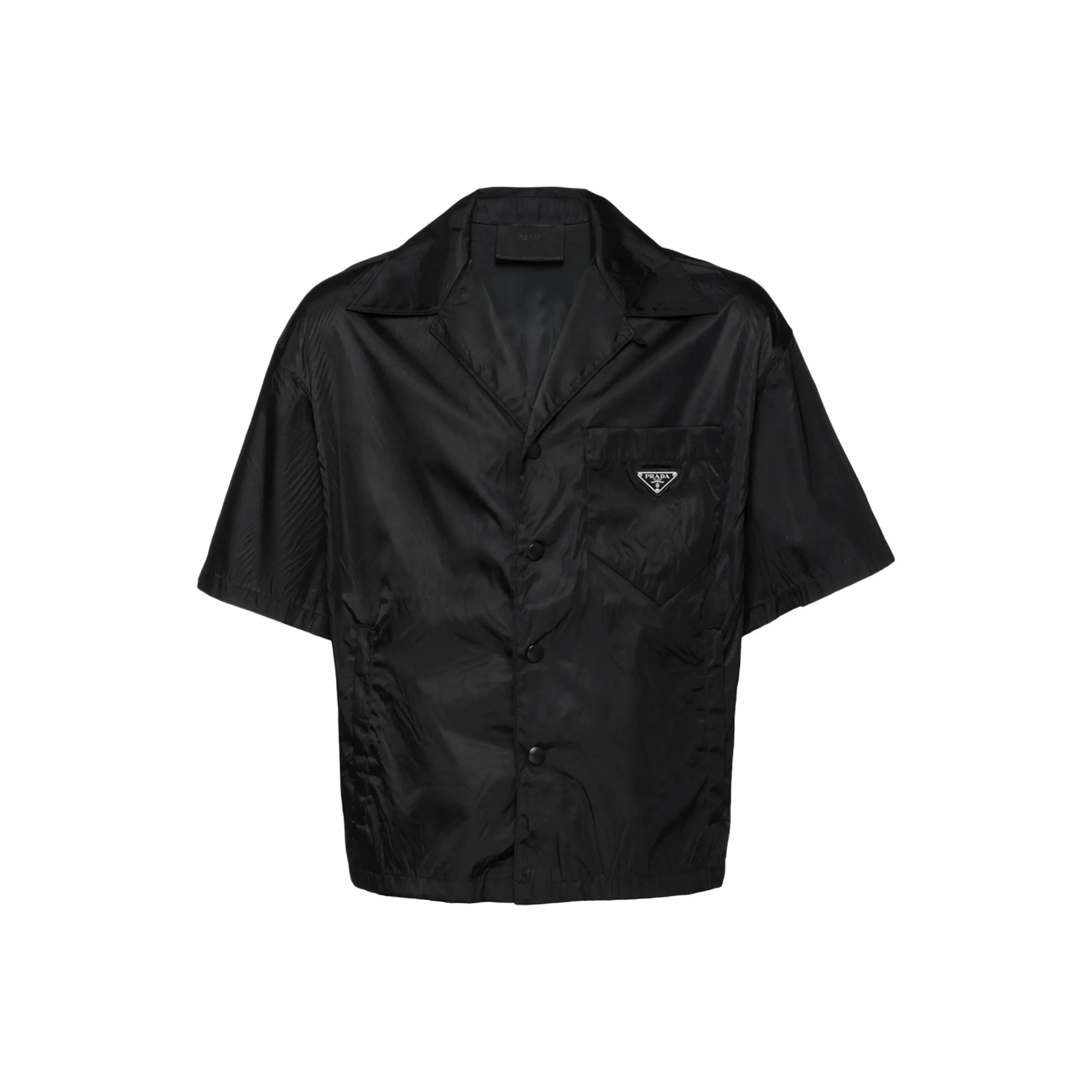 PRADA Re Nylon Short Sleeve Cropped Bowling Shirt
