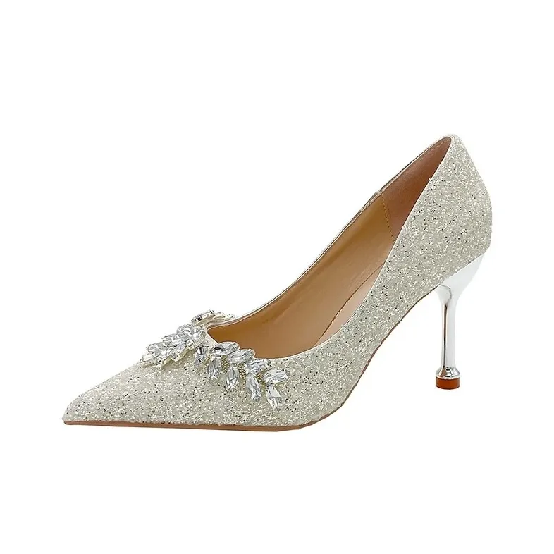 ANGEL BOY Сладкий Розовый Бант Коробка Узкий Каблук Высокий Каблук Женская Лунный Свет Серебристый