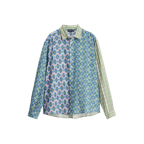 Desigual Мужские рубашки медно-зеленого цвета