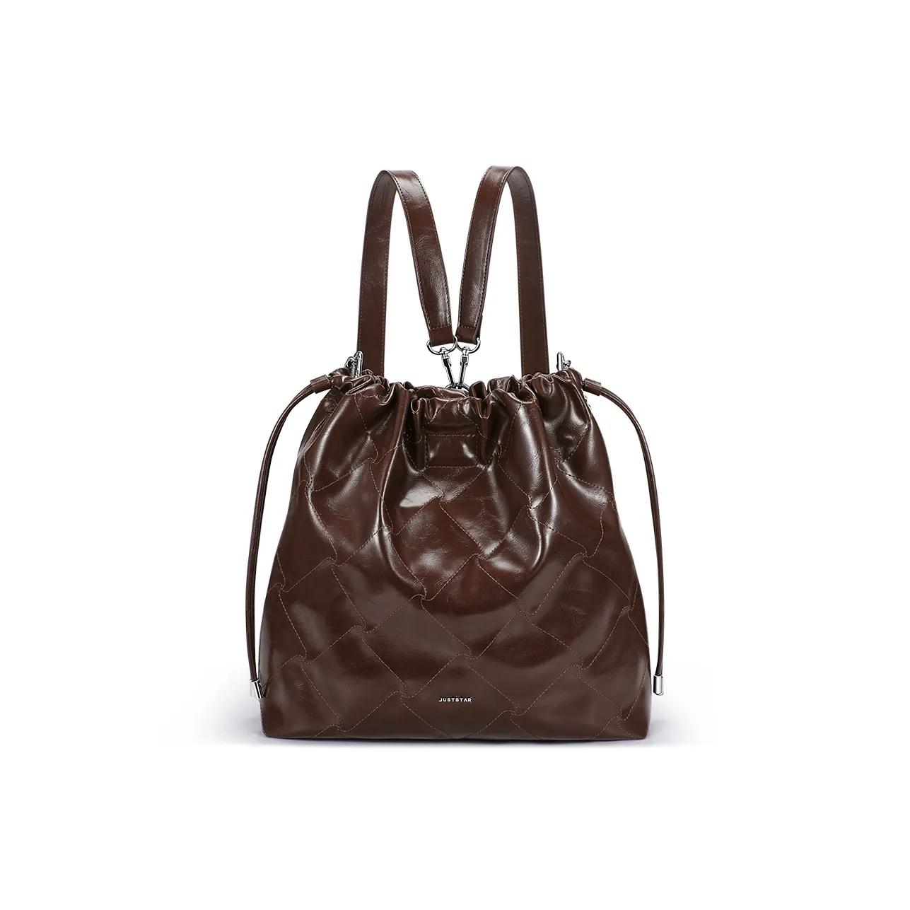JUST STAR Synthetic Leather One Shoulder Crossbody Backpack Women's Black/Brown/White