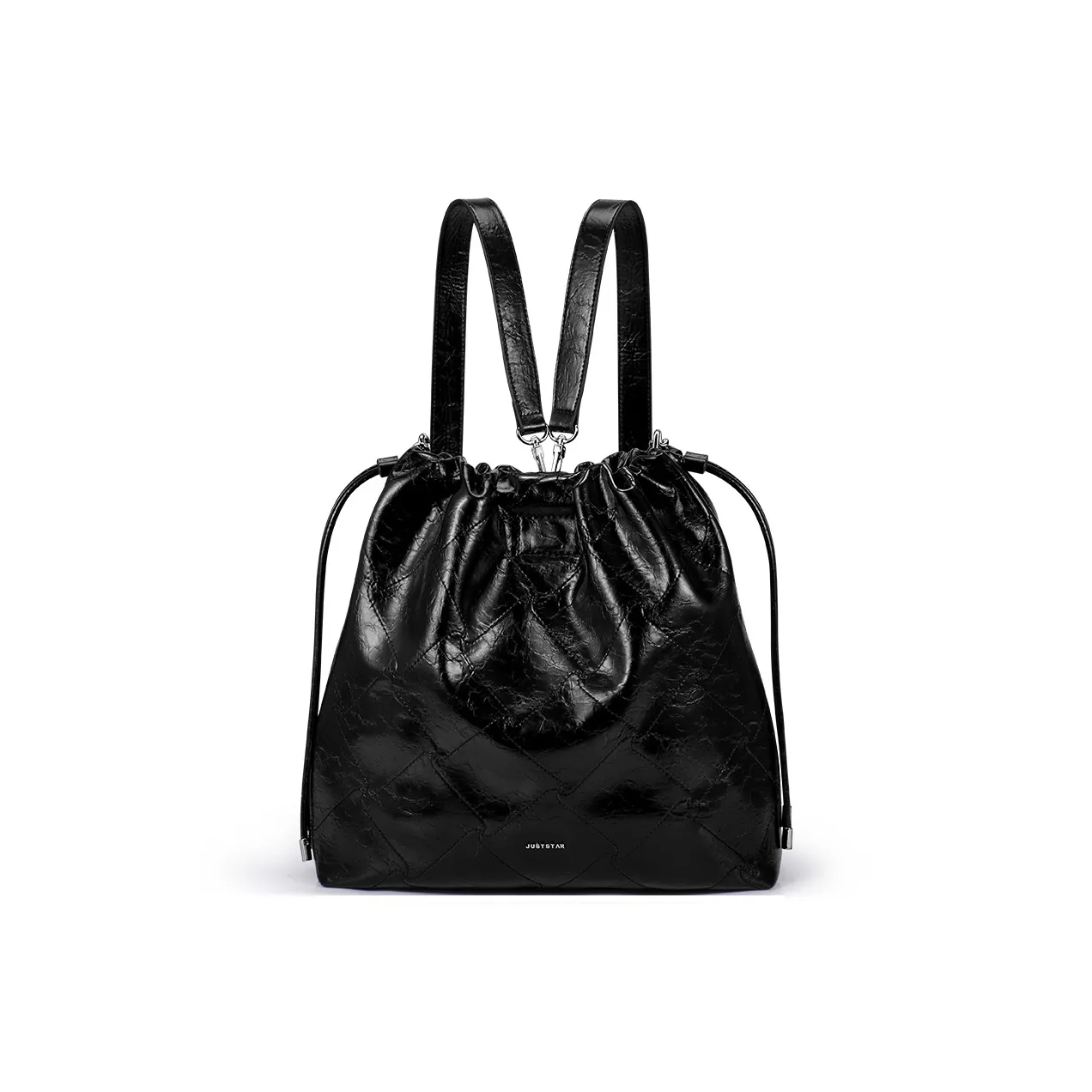 JUST STAR Synthetic Leather One Shoulder Crossbody Backpack Women's Black/Brown/White