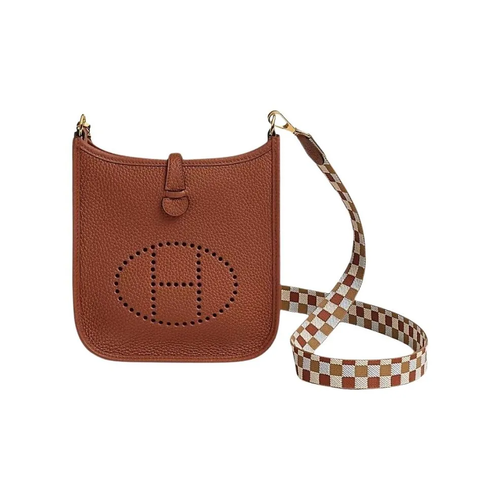 HERMES Evelyne Clemence Bullock Leather Shoulder Bag, Crossbody Bag Mini Women's