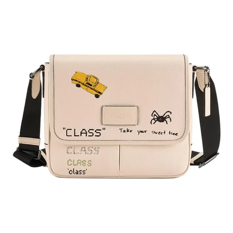 COACH Sprint Cow Leather Crossbody Bag, Shoulder Bag Medium Size Men's Chalk White