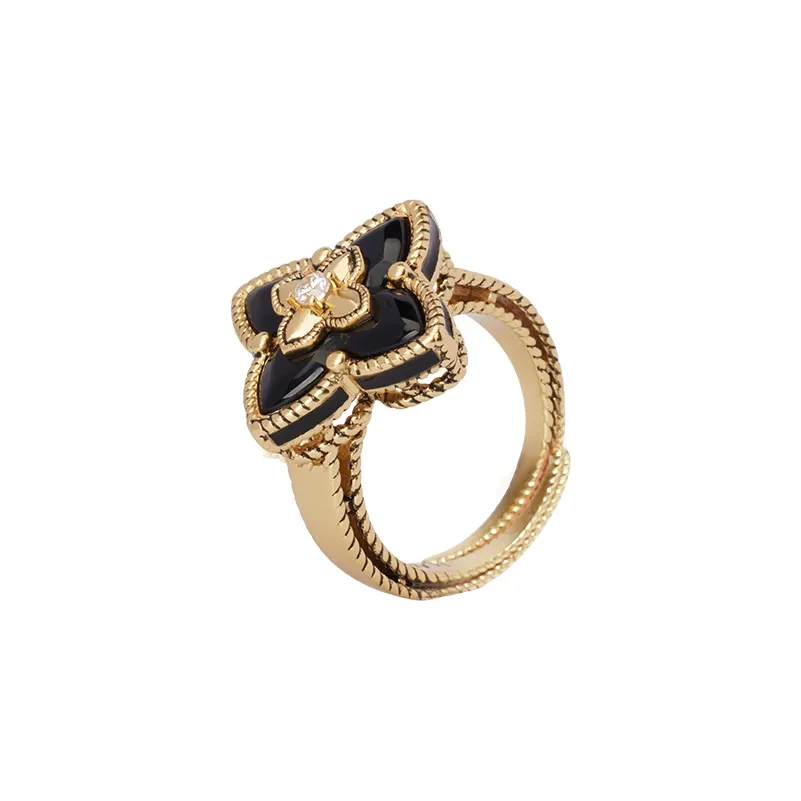 Fellala Сплав с покрытием 18K золото кольца женские черный