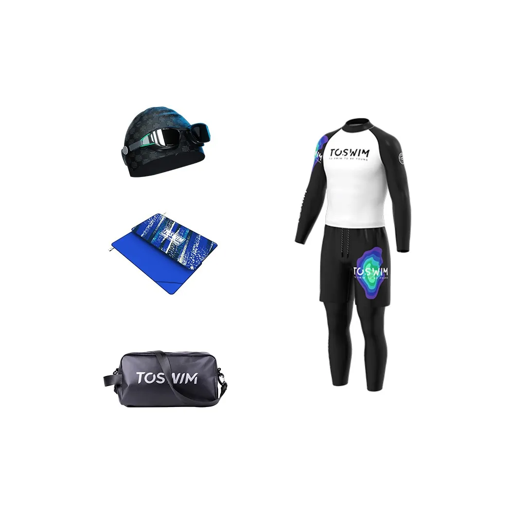 TOSWIM Men'swim Set God Of Five Piece Set Men's Iridescent Lightning