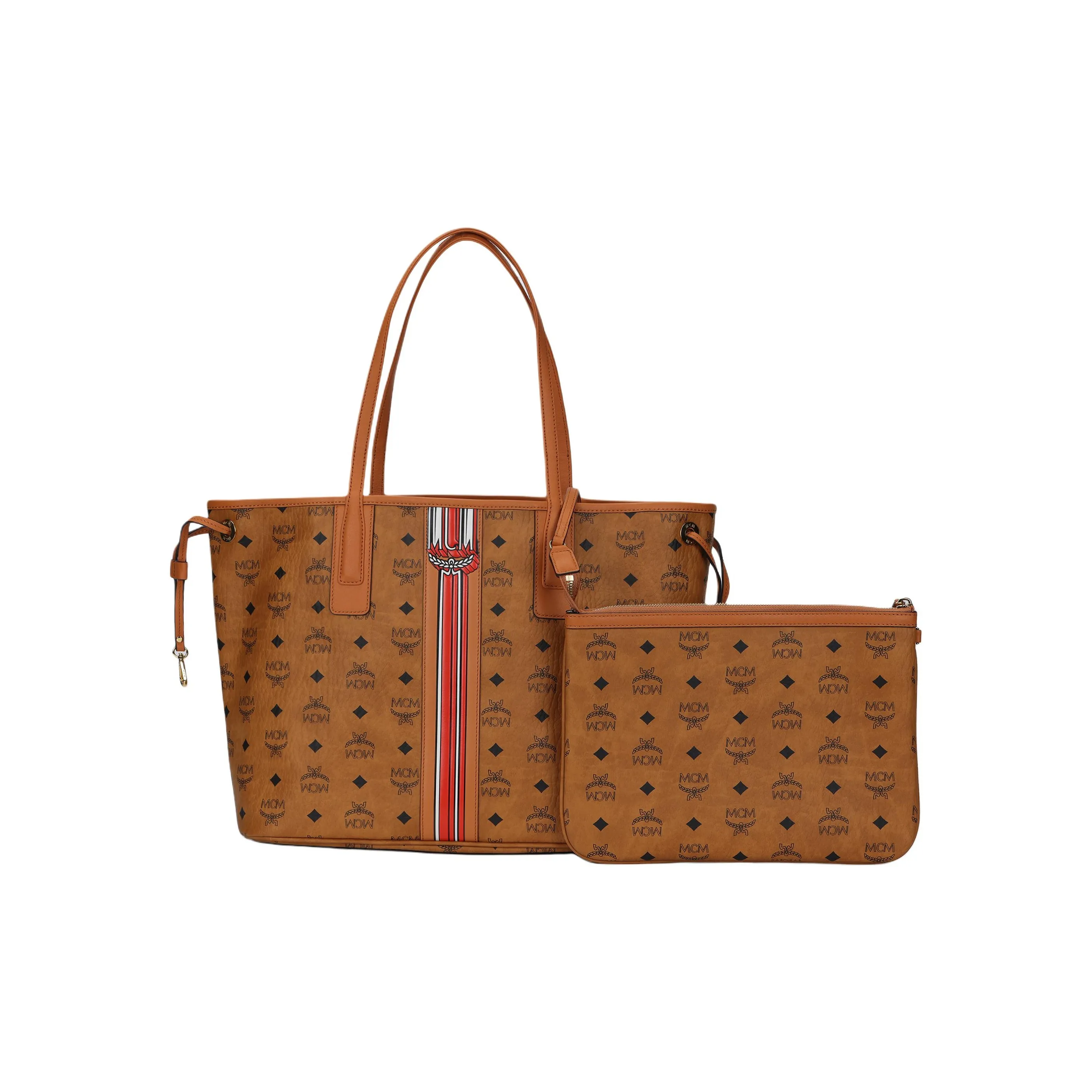 MCM Liz Visetos Canvas With Leather Trim Tote Bag, Shopping Bag, Shoulder Bag Medium Size Women's