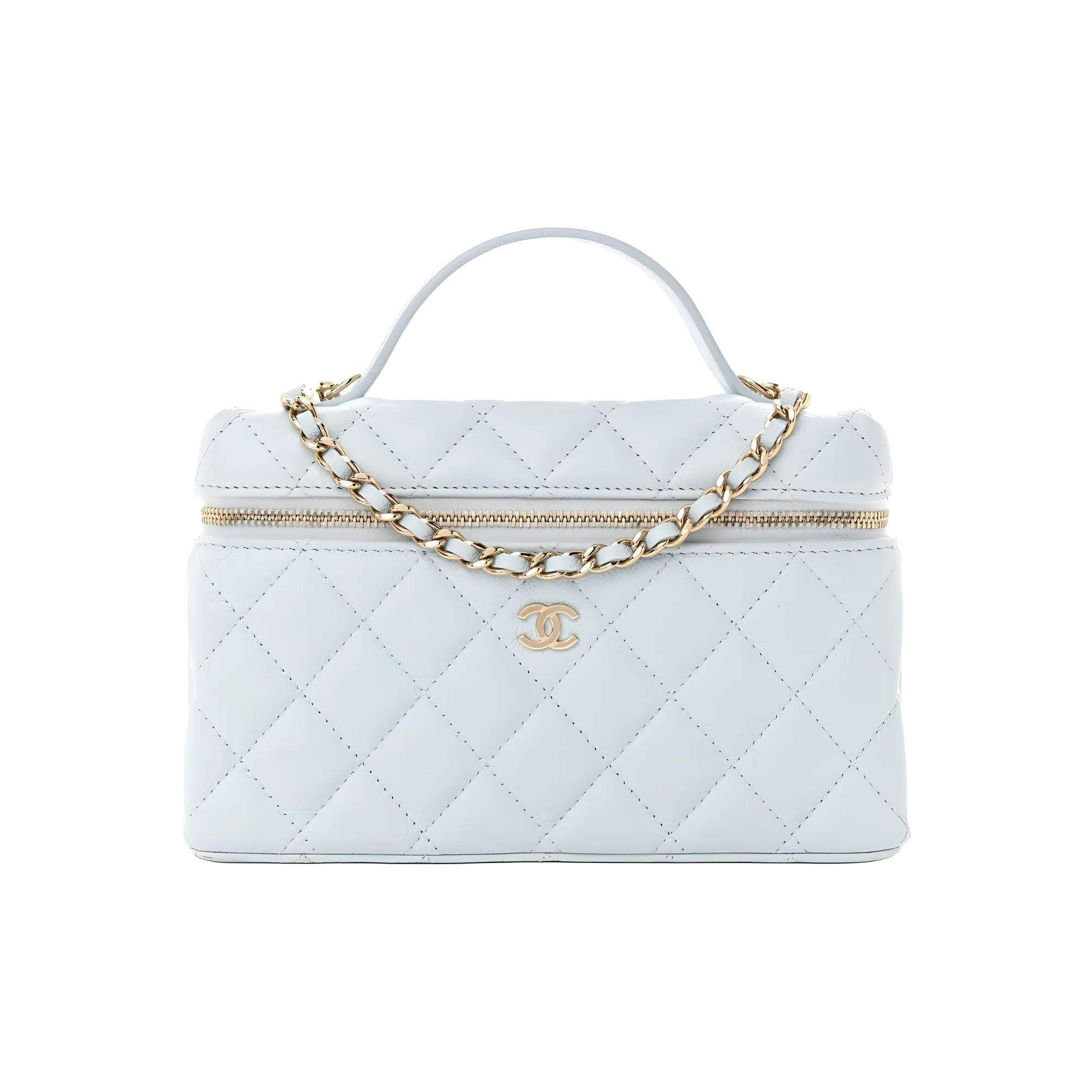 CHANEL Cow Leather Shoulder Bag, Crossbody Bag, Handbag Women's Light Blue