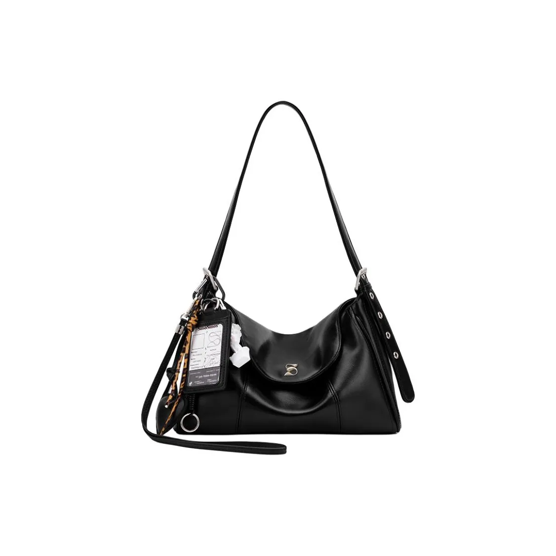 MCMIKO Cow Leather Patchwork With Artificial Leather Shoulder Bag Women's Honest Black