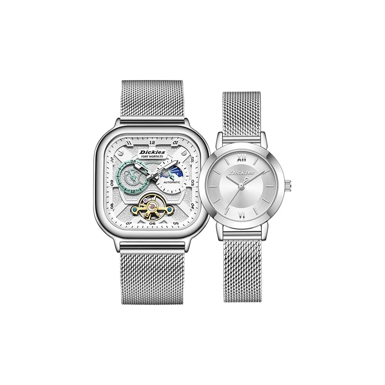 Dickies Механические часы стальной ремешок белый циферблат унисекс