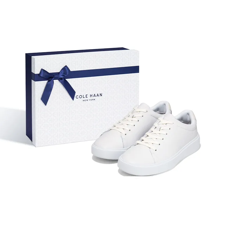 COLE HAAN Low Top Stylish Skateboarding Shoes Men's White Box